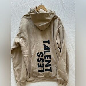 TALENTLESS Rare Tan Hoodie with Bold Black Lettering